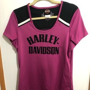 NWOT Harley Davidson Woman’s 100% polyester Purple ish Pink shirt